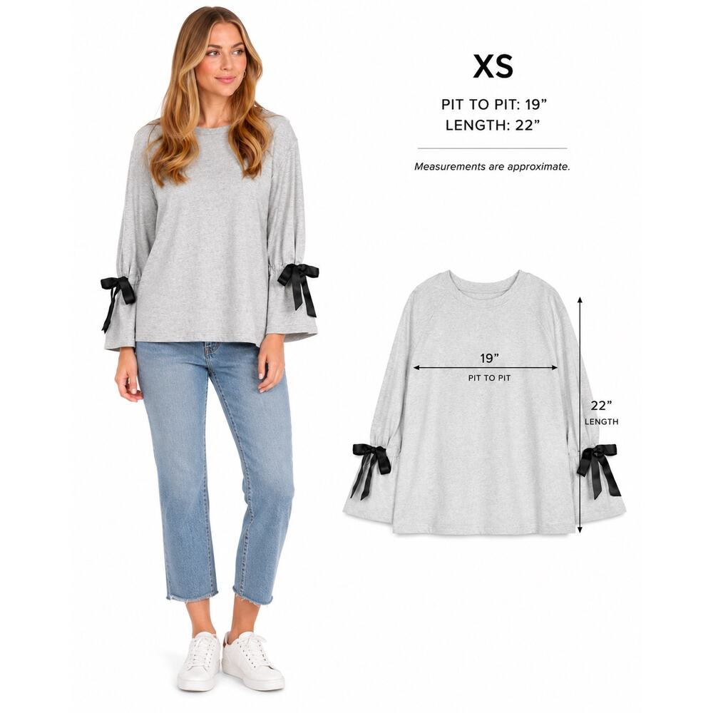 Sanctuary Nordstrom Bow Embellished Flounce Sleeve Romantic Sweatshirt Women XS